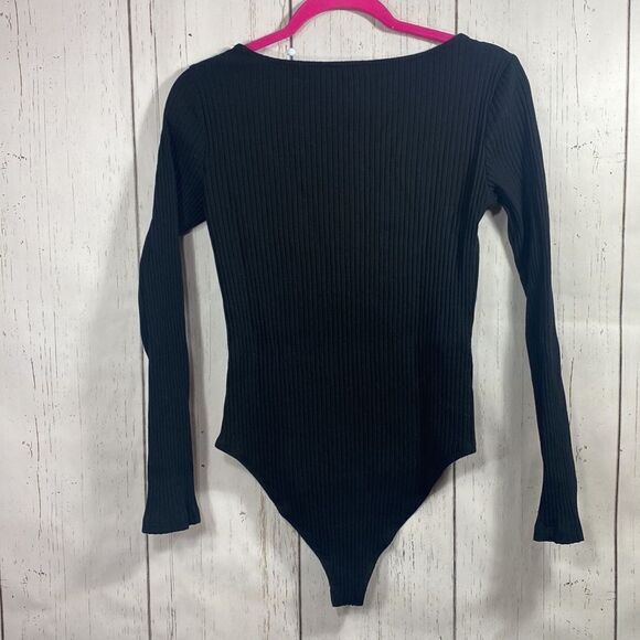 Zara Womens Black Long Sleeve Square Neck Bodysuit - Picture 11 of 11